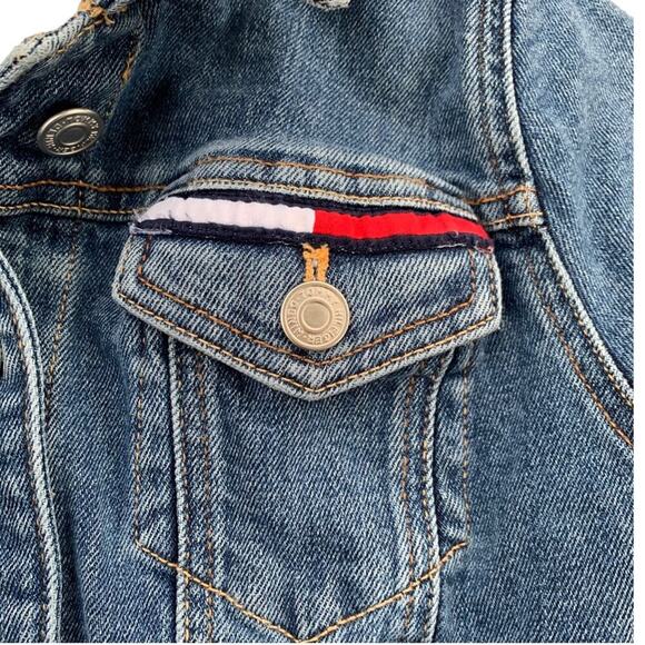 Tommy Hilfiger SPELLOUT Logo Denim Jean Jacket Button Up Classic Streetwear XXS - Picture 8 of 16